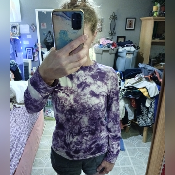 🎆🎈BUY 1 GET 1 FREE SALE Xinyiyifang Ella Ivory Tie Dye Long Sleeve T-Shirt Sz M - Picture 4 of 11